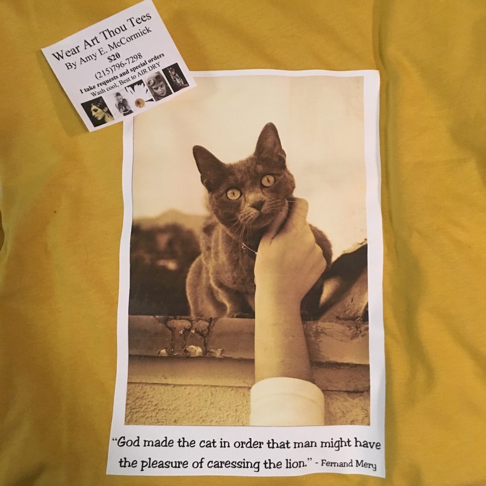 Yellow T-shirt with Cat Image OVERSIZED/Plus